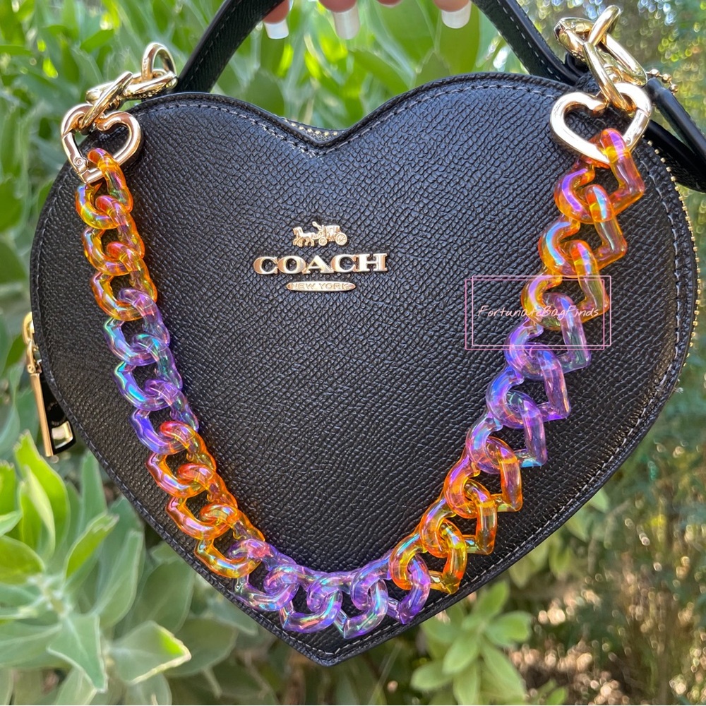 Halloween Orange Purple Triple Hearts Bag Purse Novelty Resin Chain Charm Strap - Picture 11 of 14